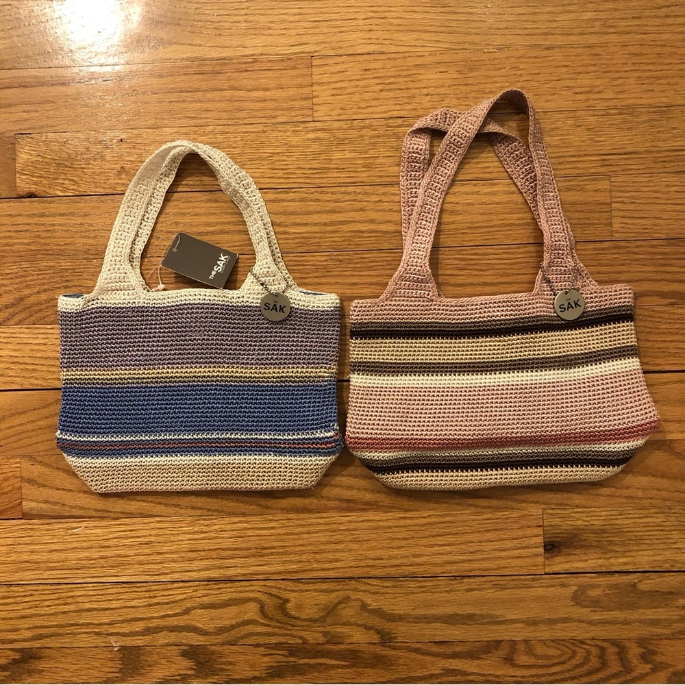 The Sak lot of two Striped Crochet Knit Handbags